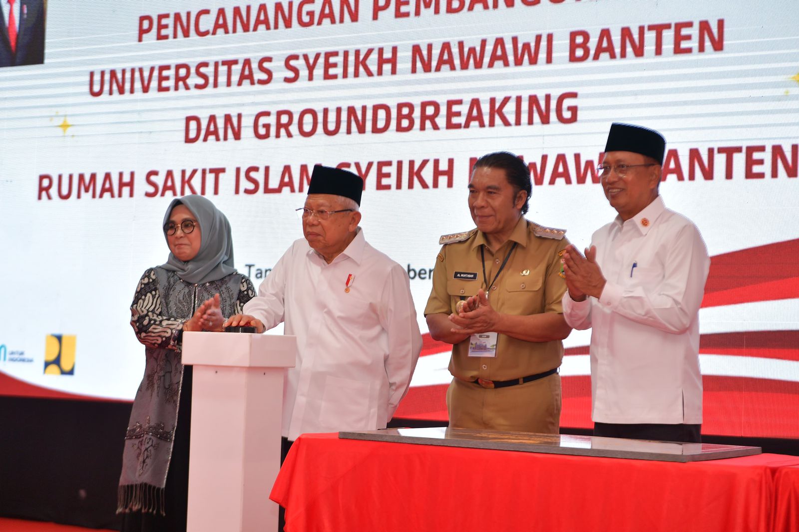 Pj Gubernur Al Muktabar Dampingi Wapres KH Ma’ruf Amin Canangkan Pembangunan Universitas Syeikh Nawawi Banten