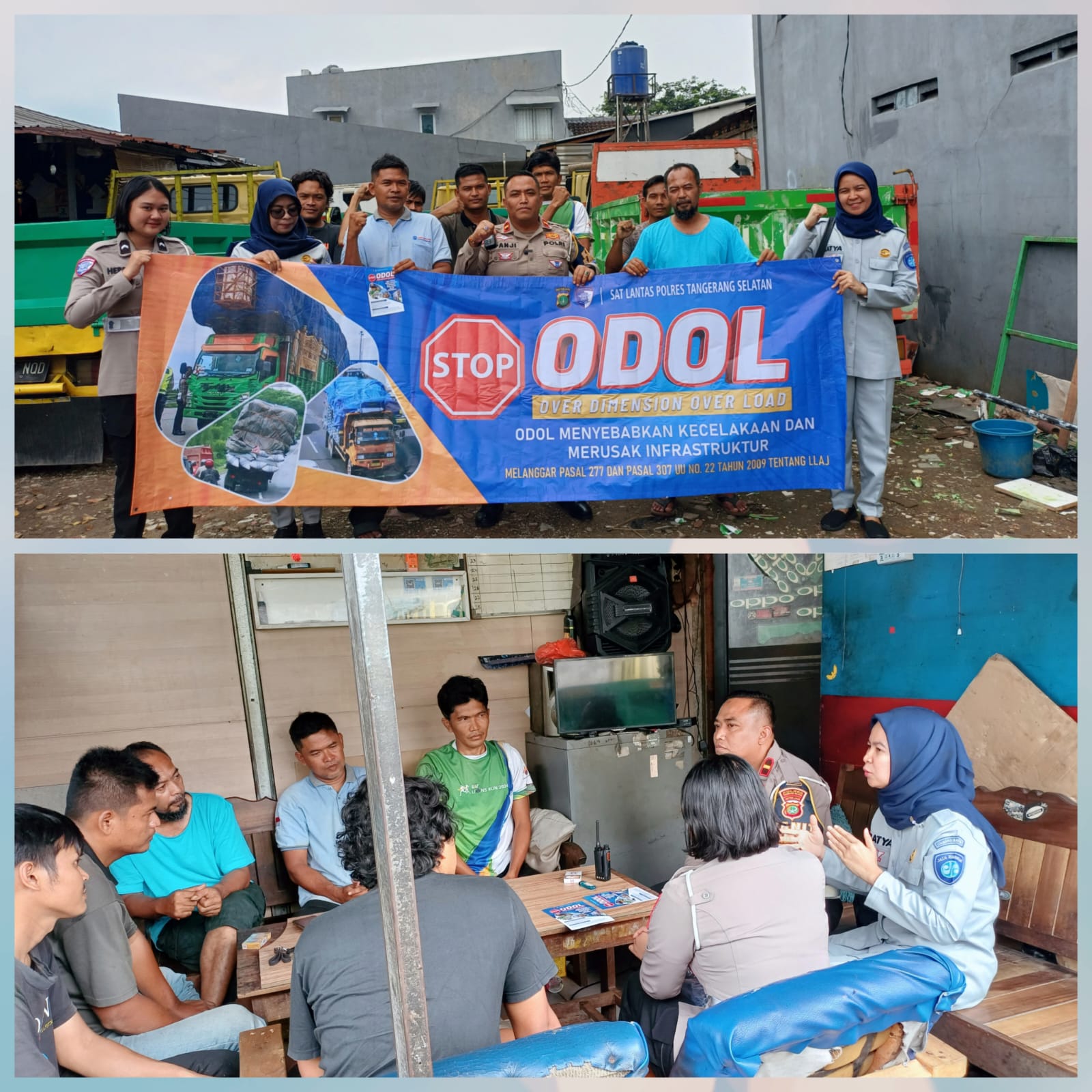 Jasa Raharja Tangerang Gandeng Polres Tangerang Selatan Sosialisasi Himbauan Keselamatan Berlalu Lintas untuk Kendaraan Over Dimension Over Load (ODOL)