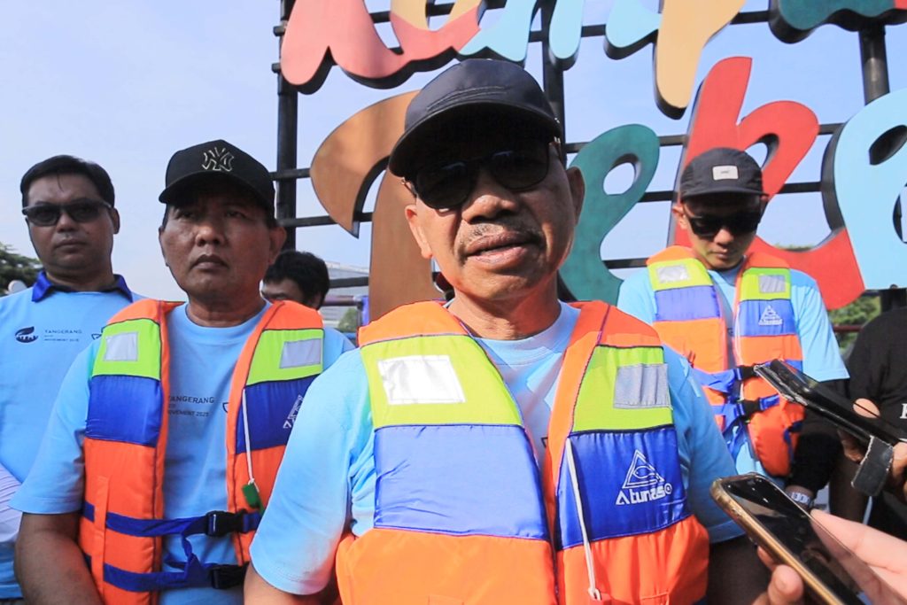 Wali Kota Tangerang, Sachrudin usai doa bersama yang dilakukan bertepatan dengan Aksi Bersih-bersih sungai di Kampung Bekelir, Minggu (31/08/2025)